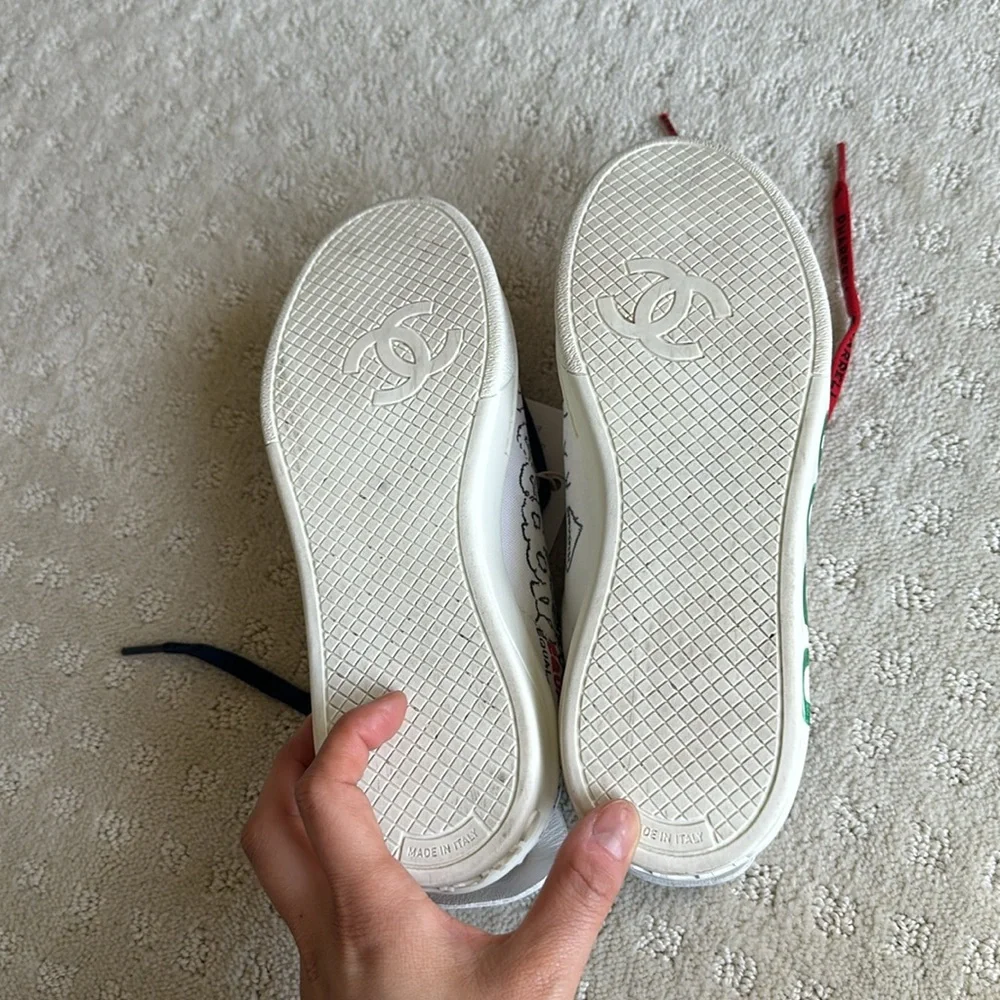 Chanel Pharrell Canvas Capsule Sneakers White Graffiti
